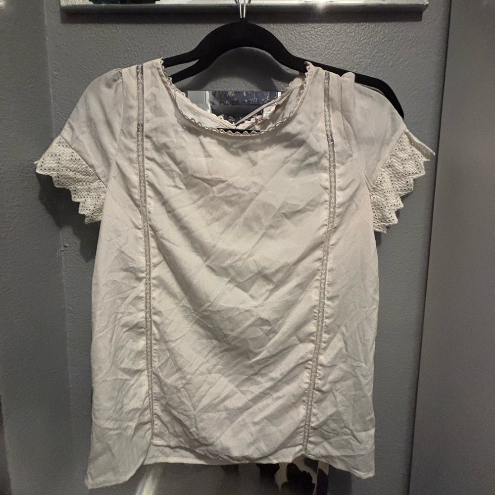Elegant Cream Lace Trim Top